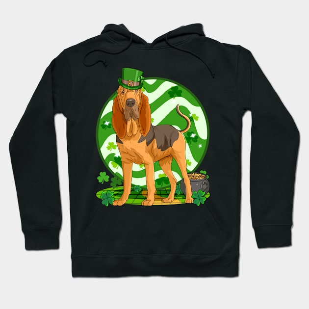 Bloodhound Dog St Patricks Day Leprechaun Hoodie by Noseking